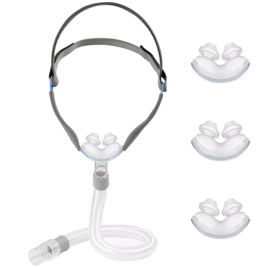 AIBUTI nasal pillow mask frame with 360° elbow for flexible sleep adjustments.