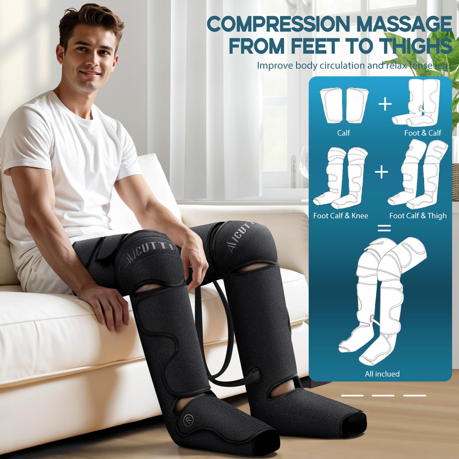 AICUTTI massager with heat control visible, providing customizable warmth.