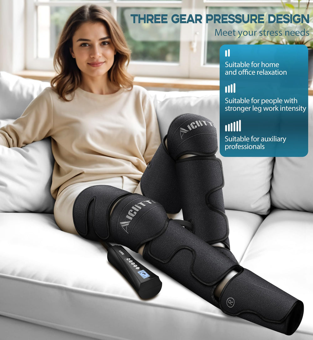 AICUTTI fabric wrap on leg with soft micro-plush feel.