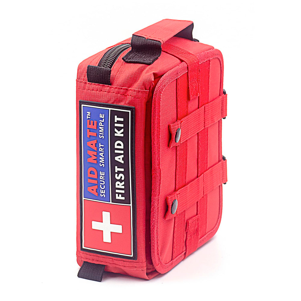 AID MATE Pro Molle system demonstrates flexible attachment to packs and vehicles.
