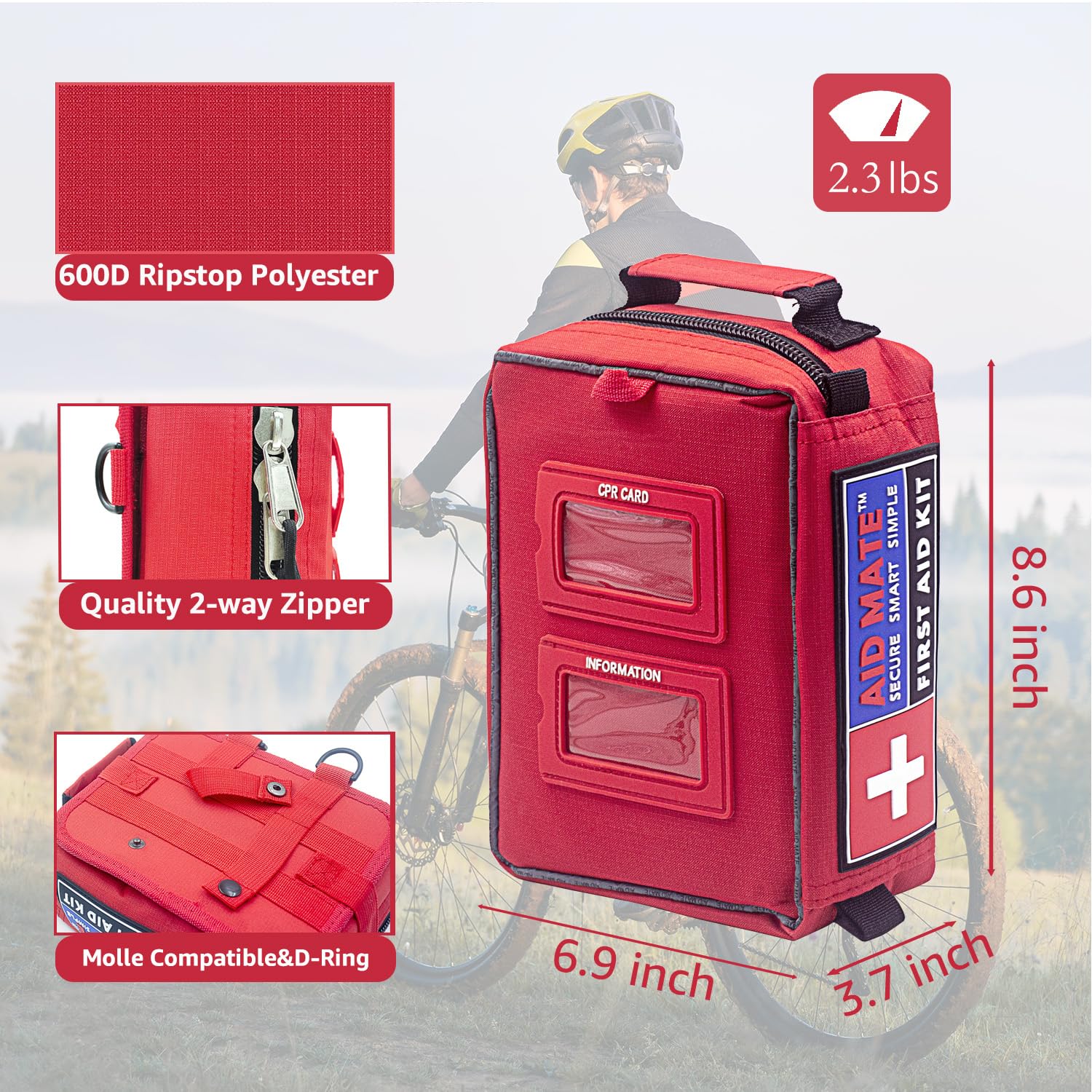 AID MATE Pro features removable Velcro panel for versatile attachment.