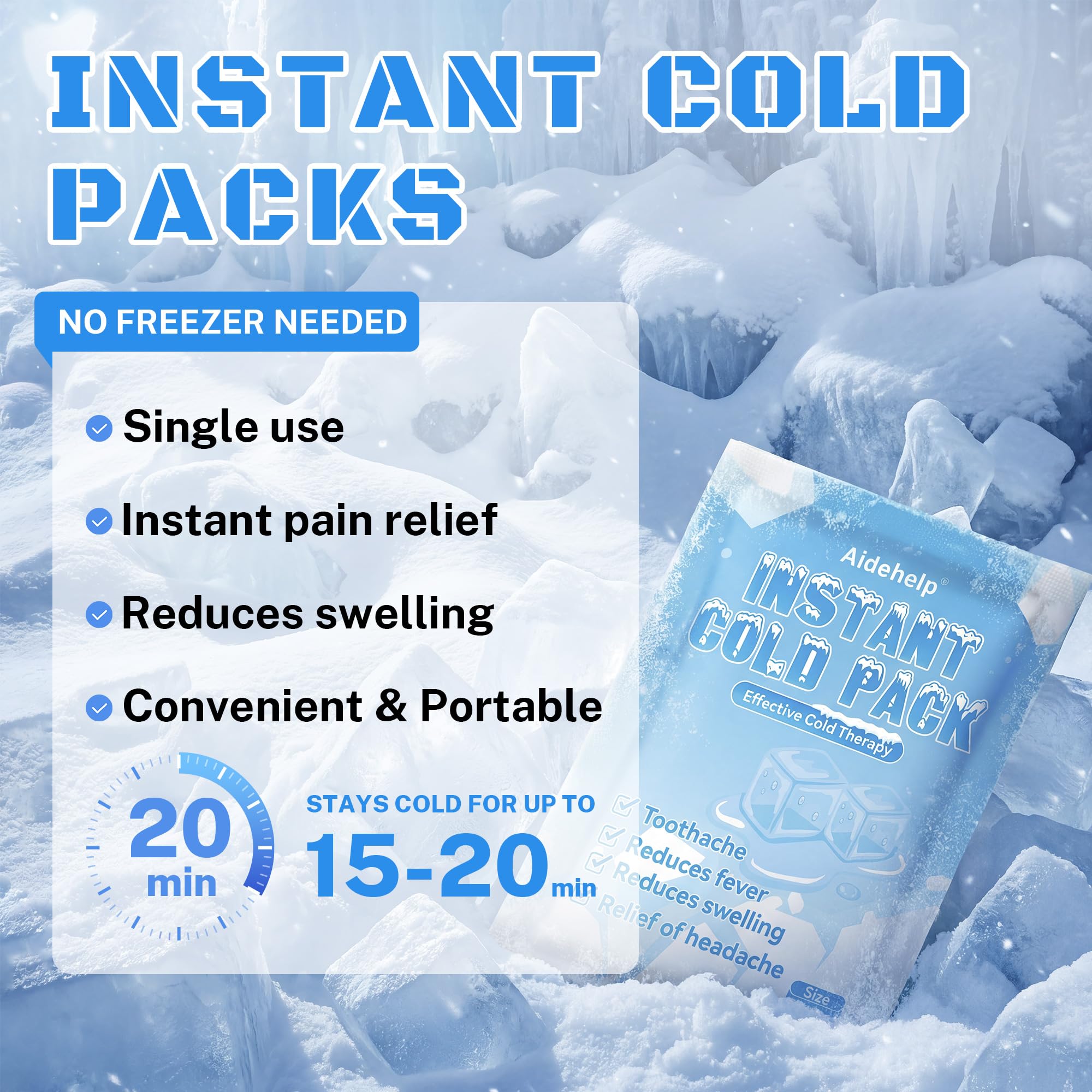 Disposable ice packs 4.3x5.9 inch in a compact form for travel