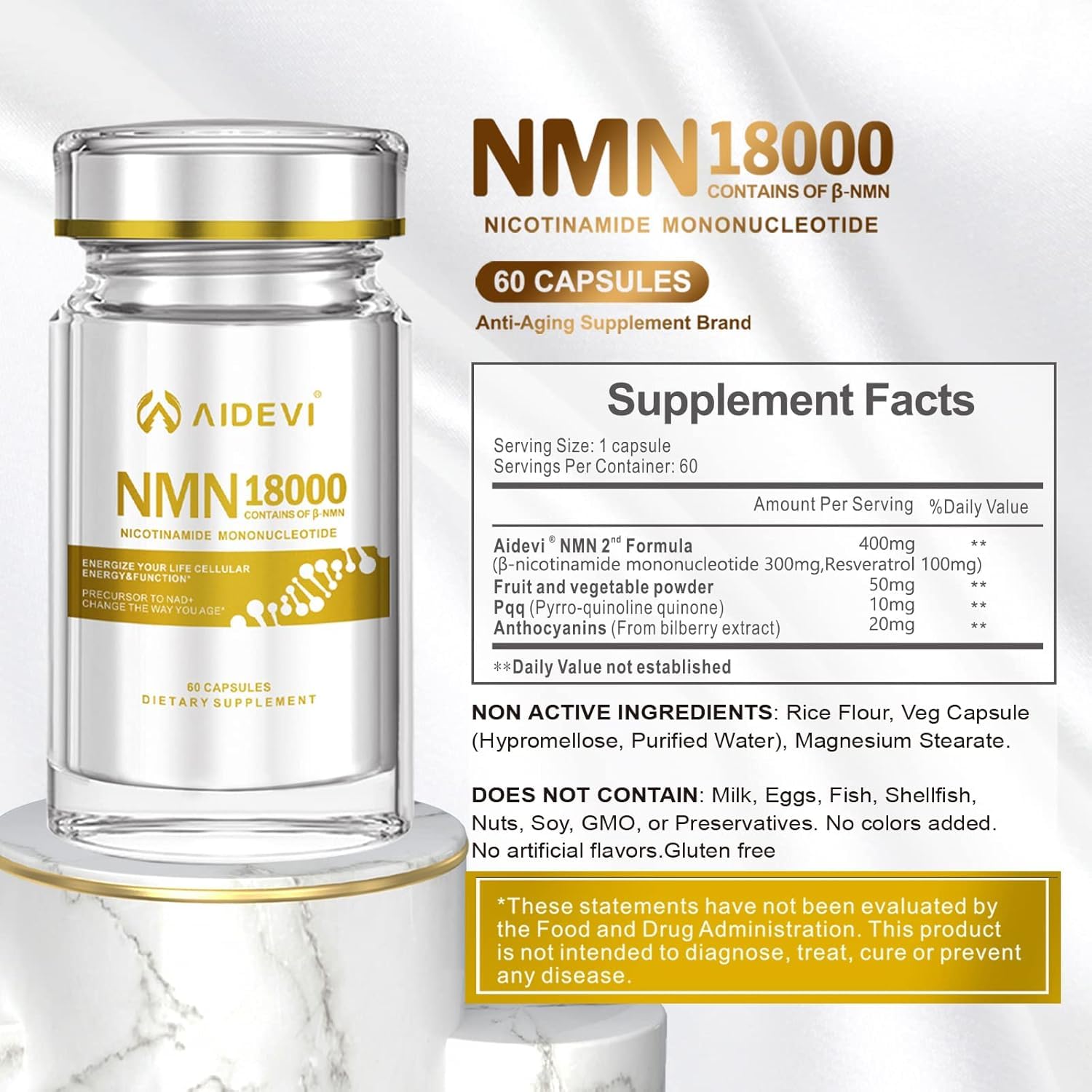USA-made production process under GMP standards for AIDEVI NMN 18000