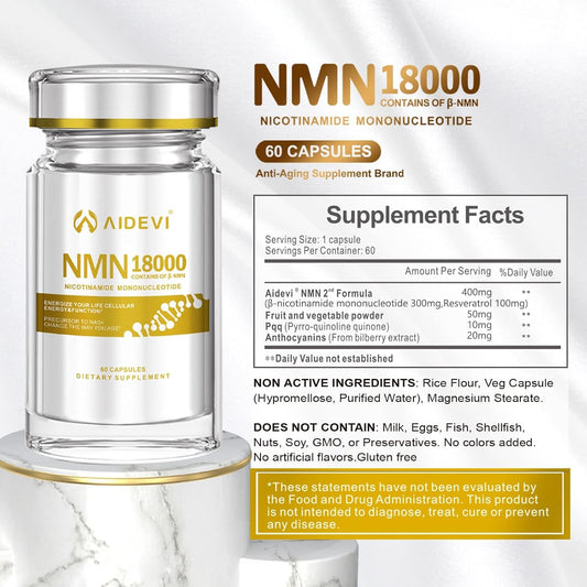 AIDEVI NMN 480mg capsule closeup shows smooth coating for daily intake