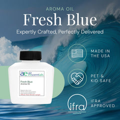 Air Esscentials Fresh Blue Aroma Oil diffuser setup showcases premium aromatherapy.