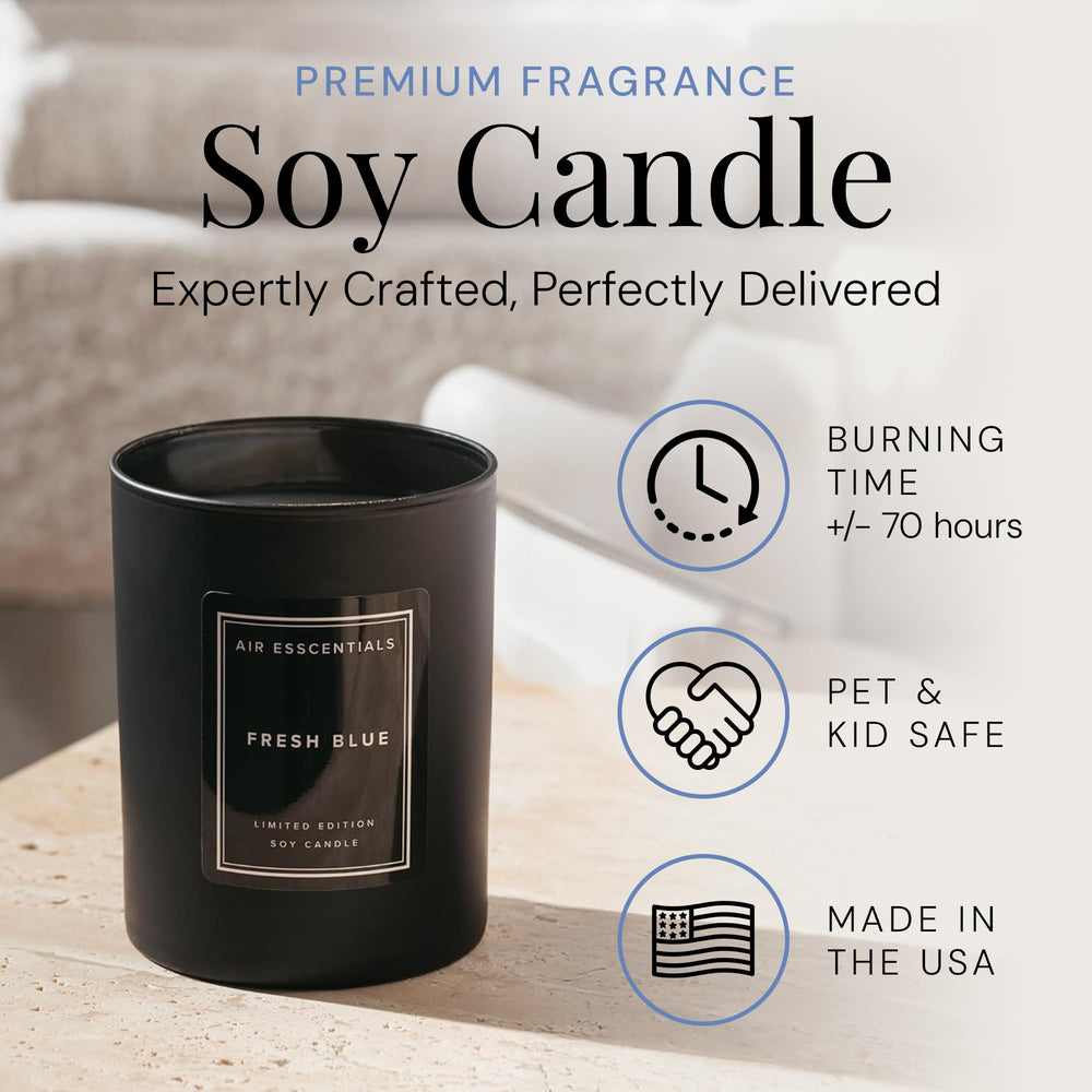 Air Esscentials Fresh Blue closeup showcasing ocean notes for a refreshing bathroom ambiance.