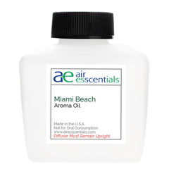 Air Esscentials Miami Beach Aroma Oil bottle showcases long-lasting scent for diffusers.