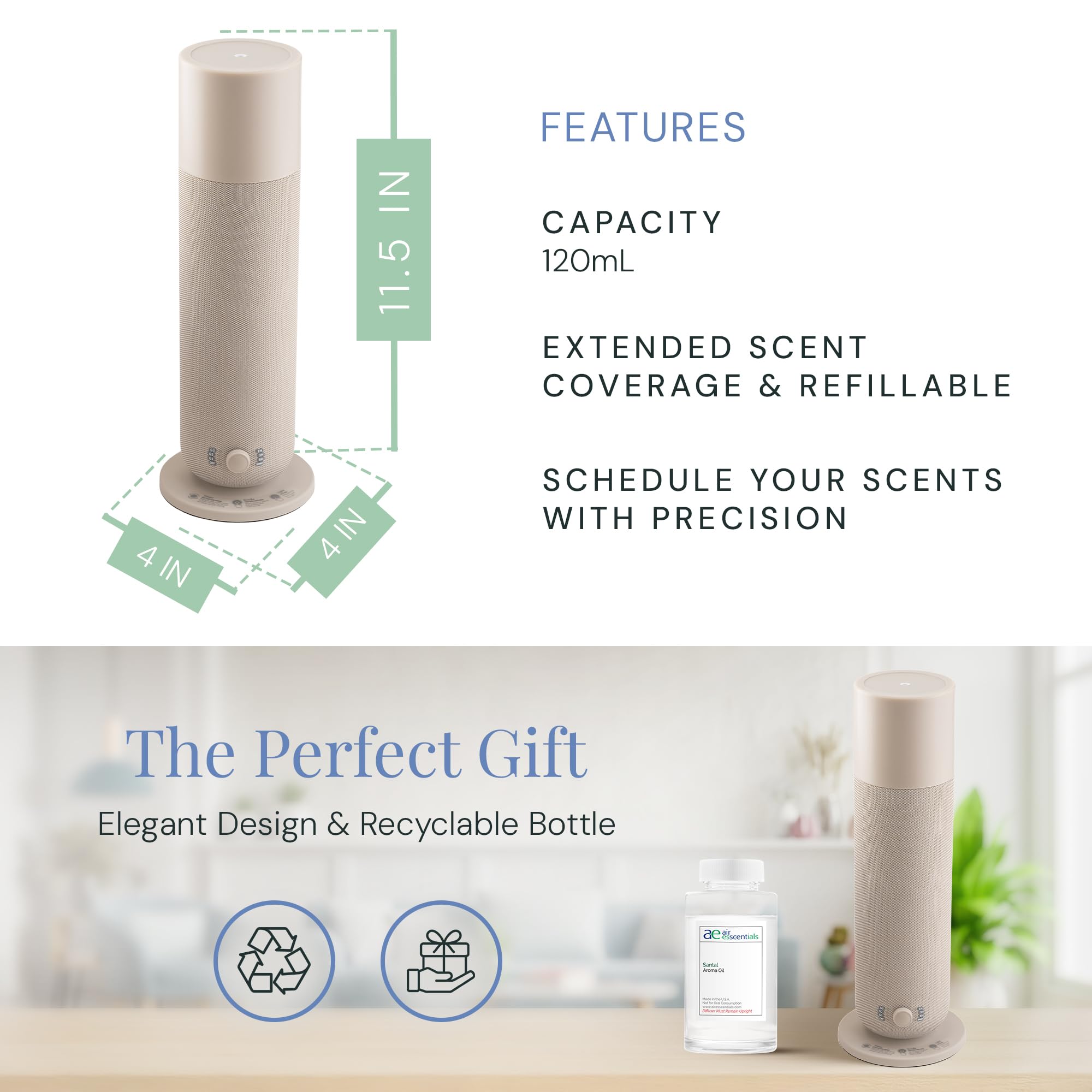 Recyclable 120ml bottle and packaging from Air Esscentials