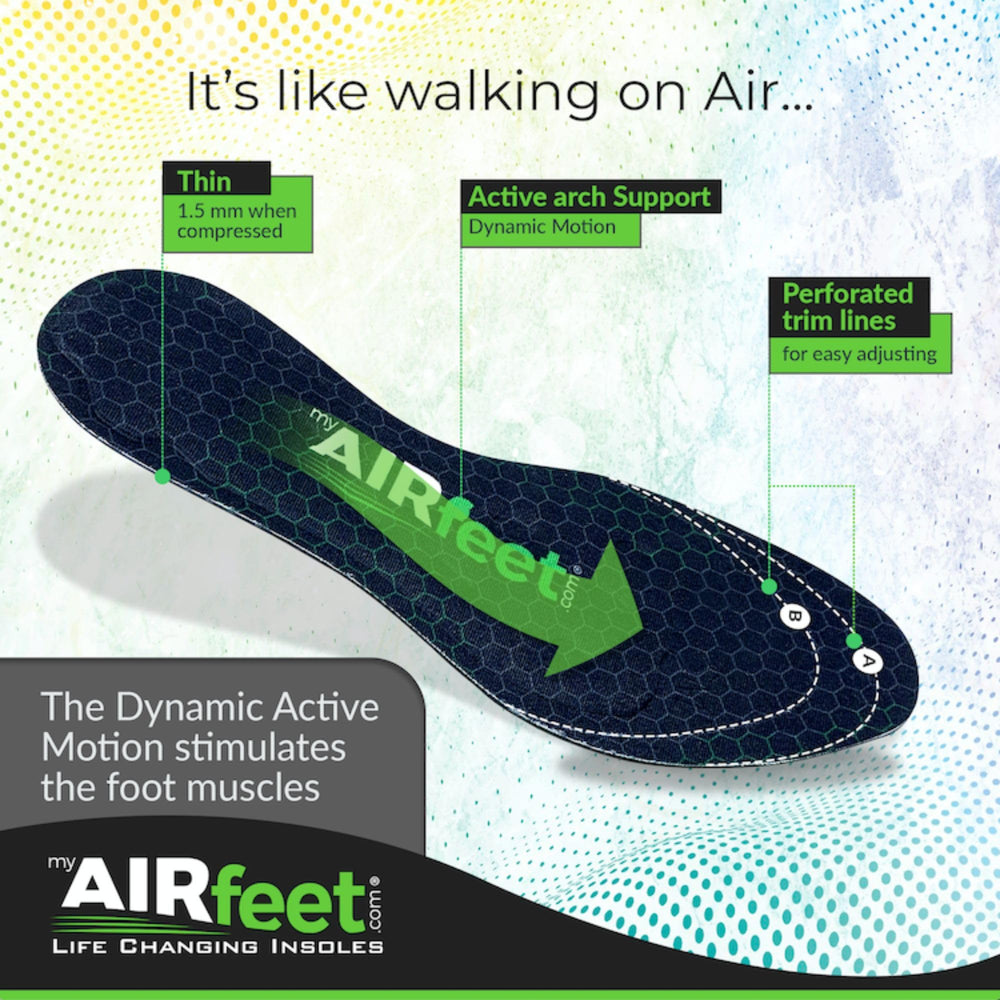 AIR FEET Additional cushioning insole eases flat feet and fatigue.