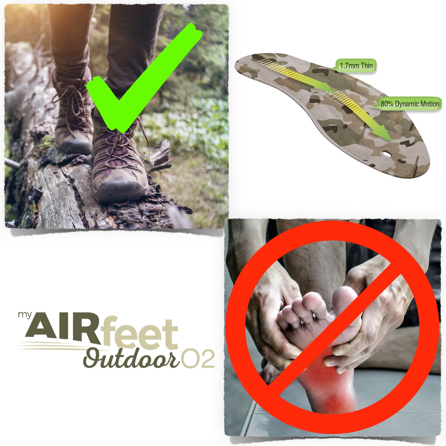 AIR FEET Outdoor O2 packaging and branding, conveying quality and warranty