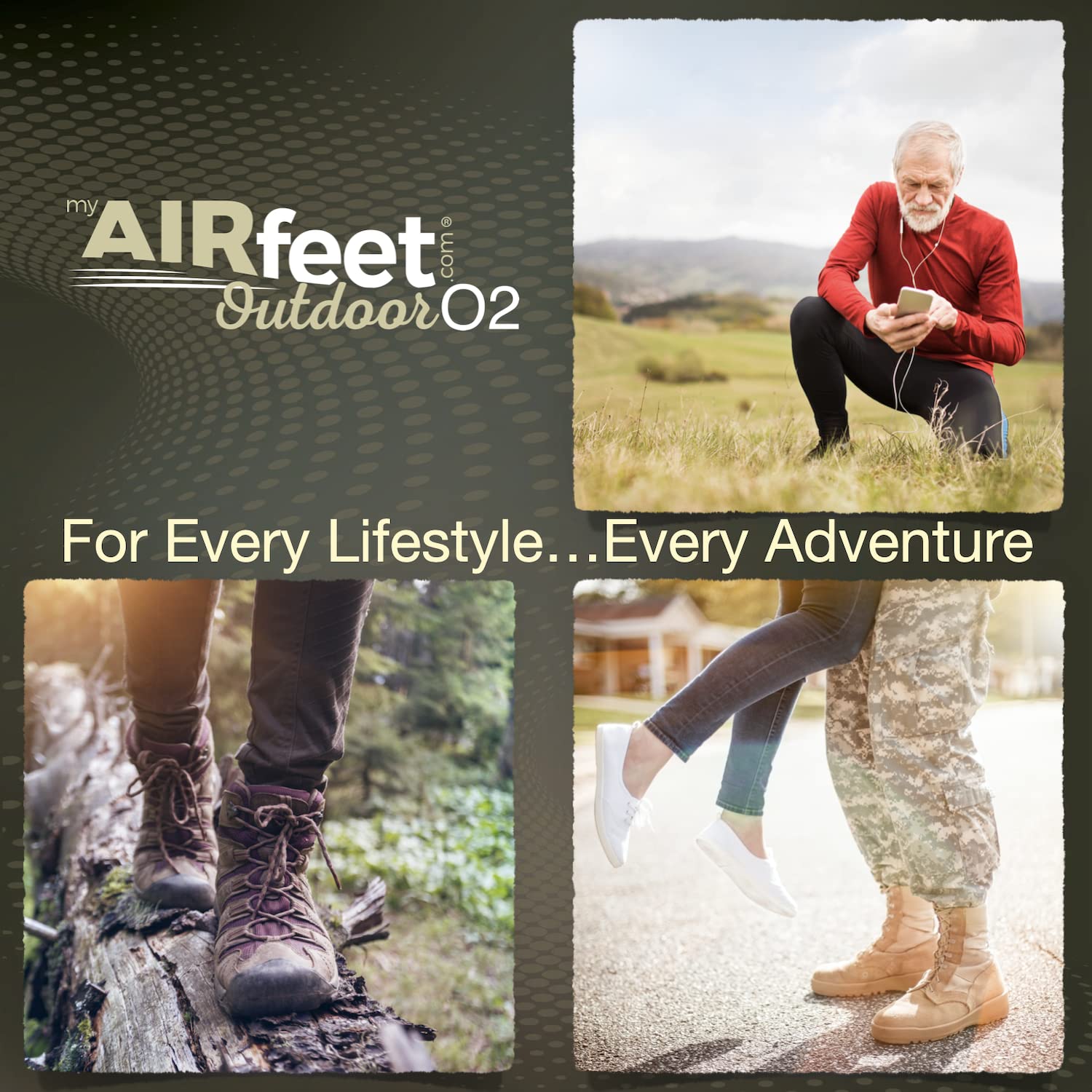 AIR FEET Outdoor O2 sole material closeup, highlighting breathable comfort