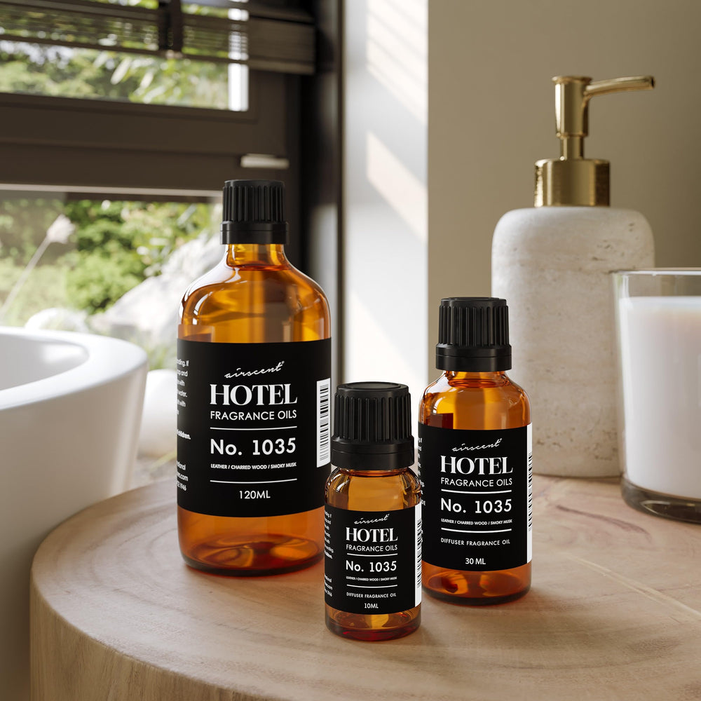 Air-Scent Cade 26 diffuser oil highlighting worn leather for refined spaces