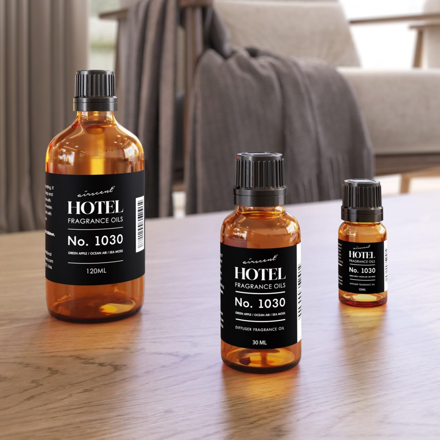 Air-Scent 1030 amber glass bottle preserves fragrance quality.