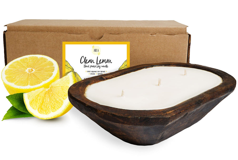 Aira Dough Bowl Candle lemon scent close up with fresh aroma