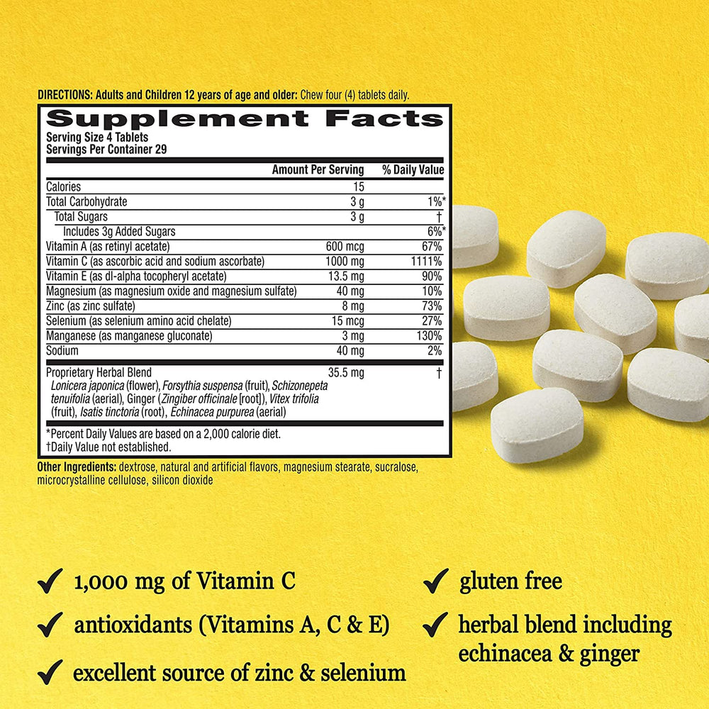 Airborne 116 tablet carton highlighting long-lasting supply