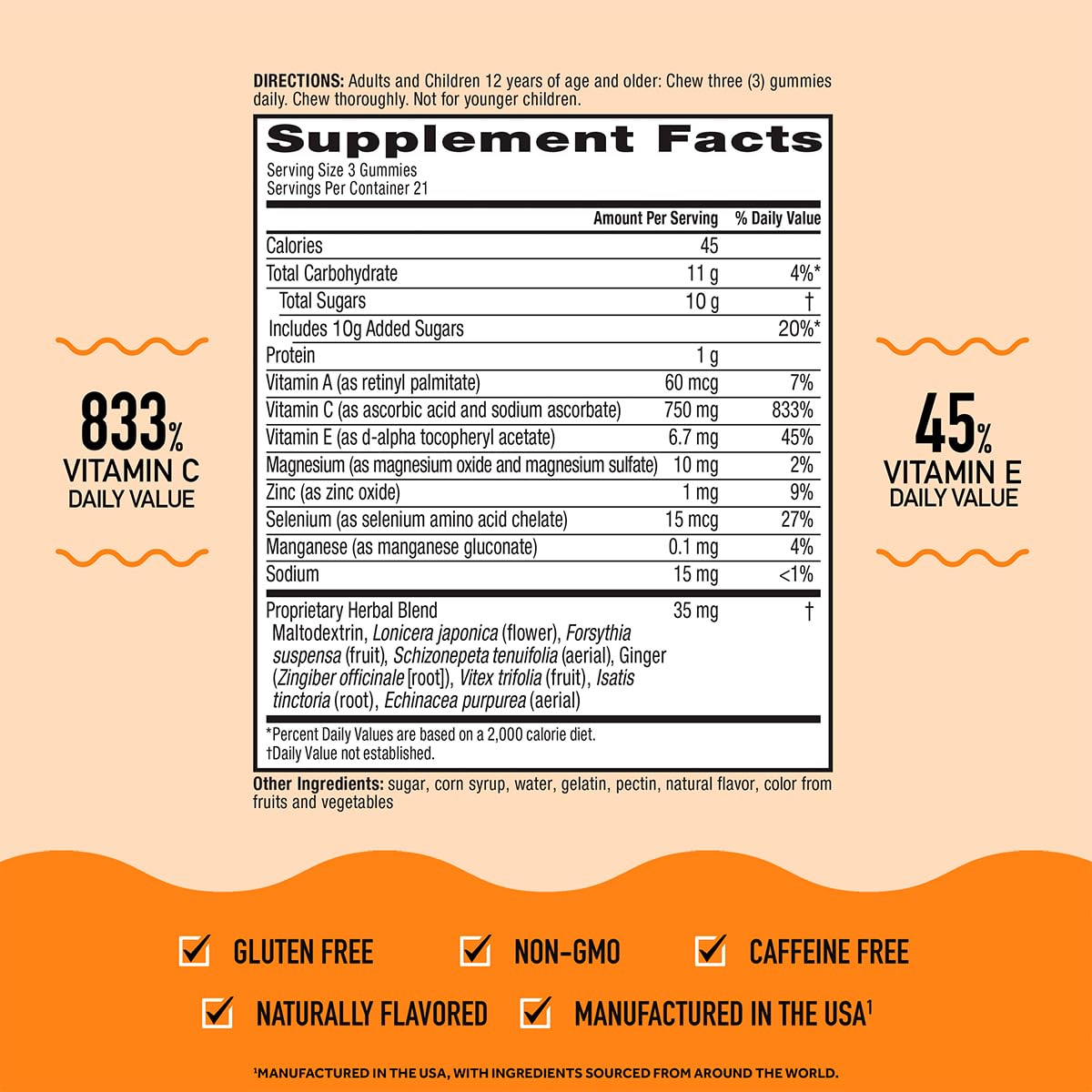 Airborne echinacea ginger herbal blend label indicates immune-supporting botanicals