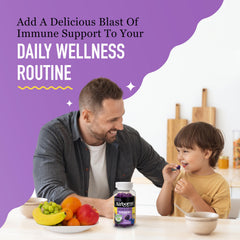 Airborne Elderberry Gummies ingredients label emphasizes vitamins and zinc.