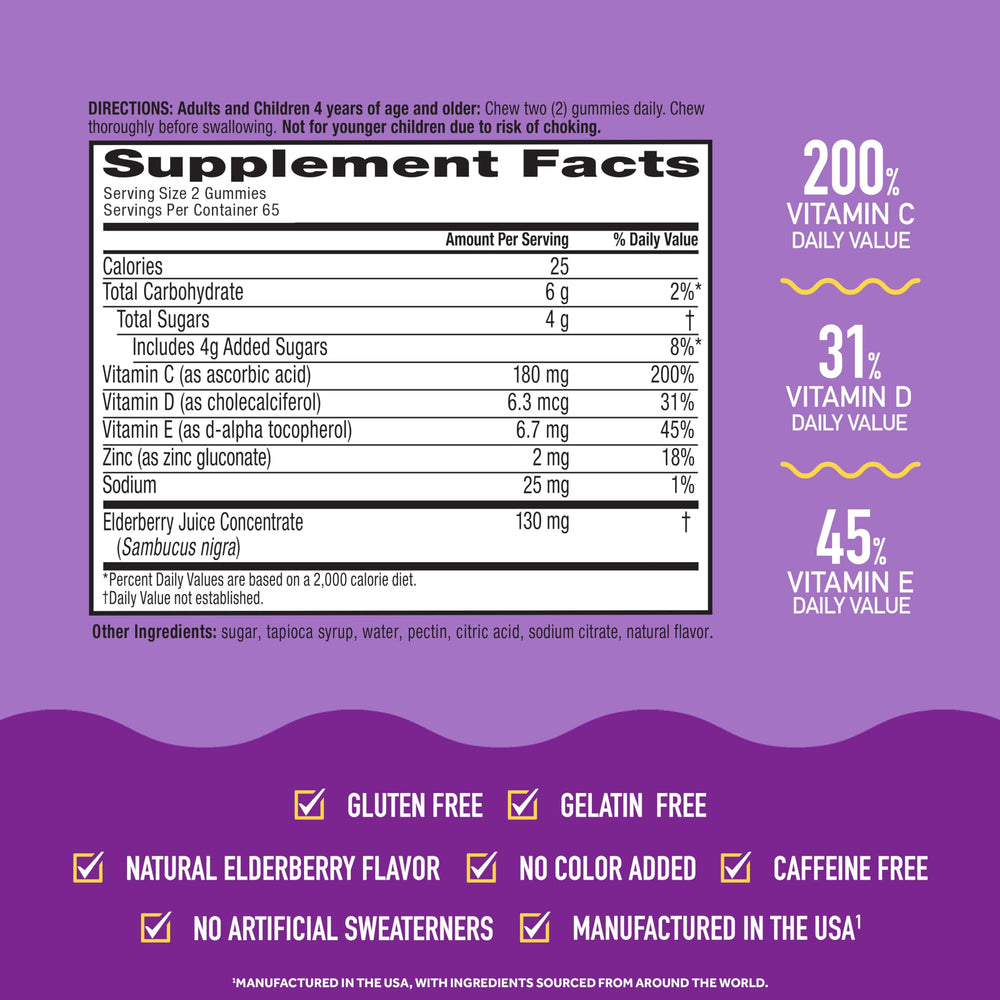 Airborne Elderberry Gummies jar close-up label for detailed viewing.