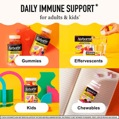 Airborne family routine scene with gummies in the morning