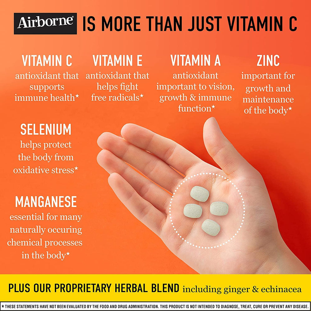 Airborne immune support chewables on-hand no water needed for daily convenience