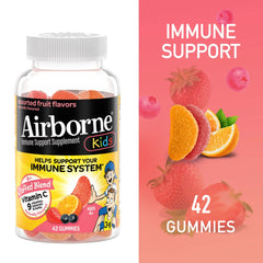 Airborne immune support gummies for kids serving two gummies daily.