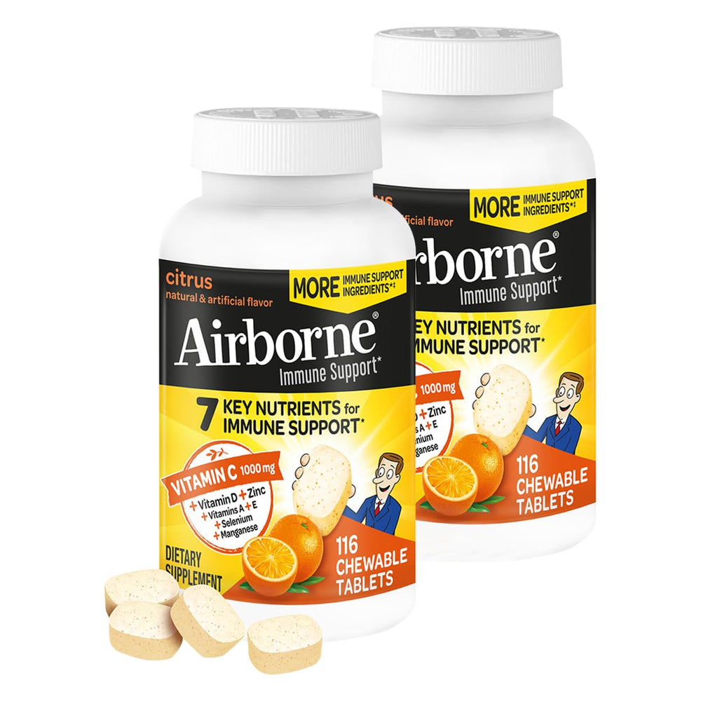 Airborne immunity chewables bottle front for on-the-go immune support