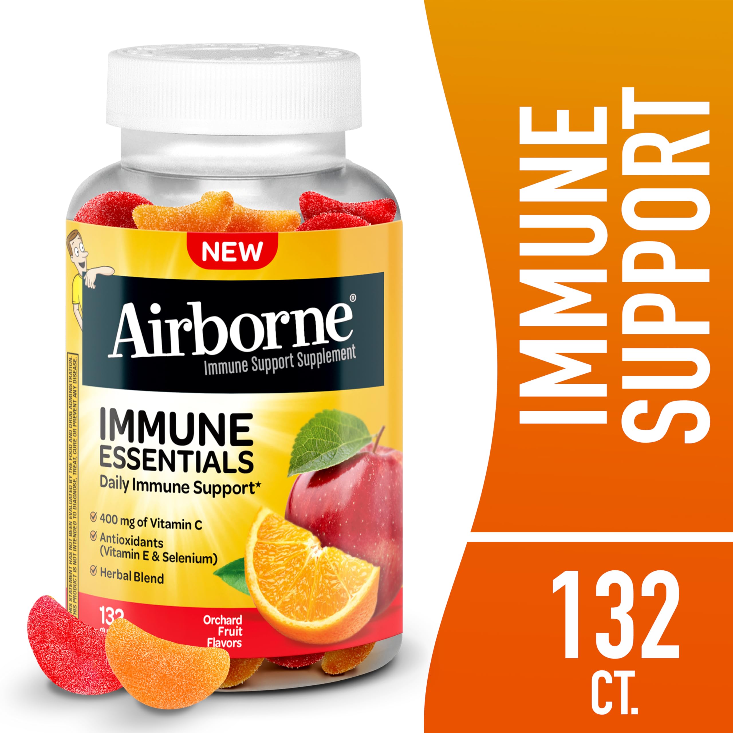 Airborne Orchard Fruit flavor gummies close-up highlighting tasty daily nourishment