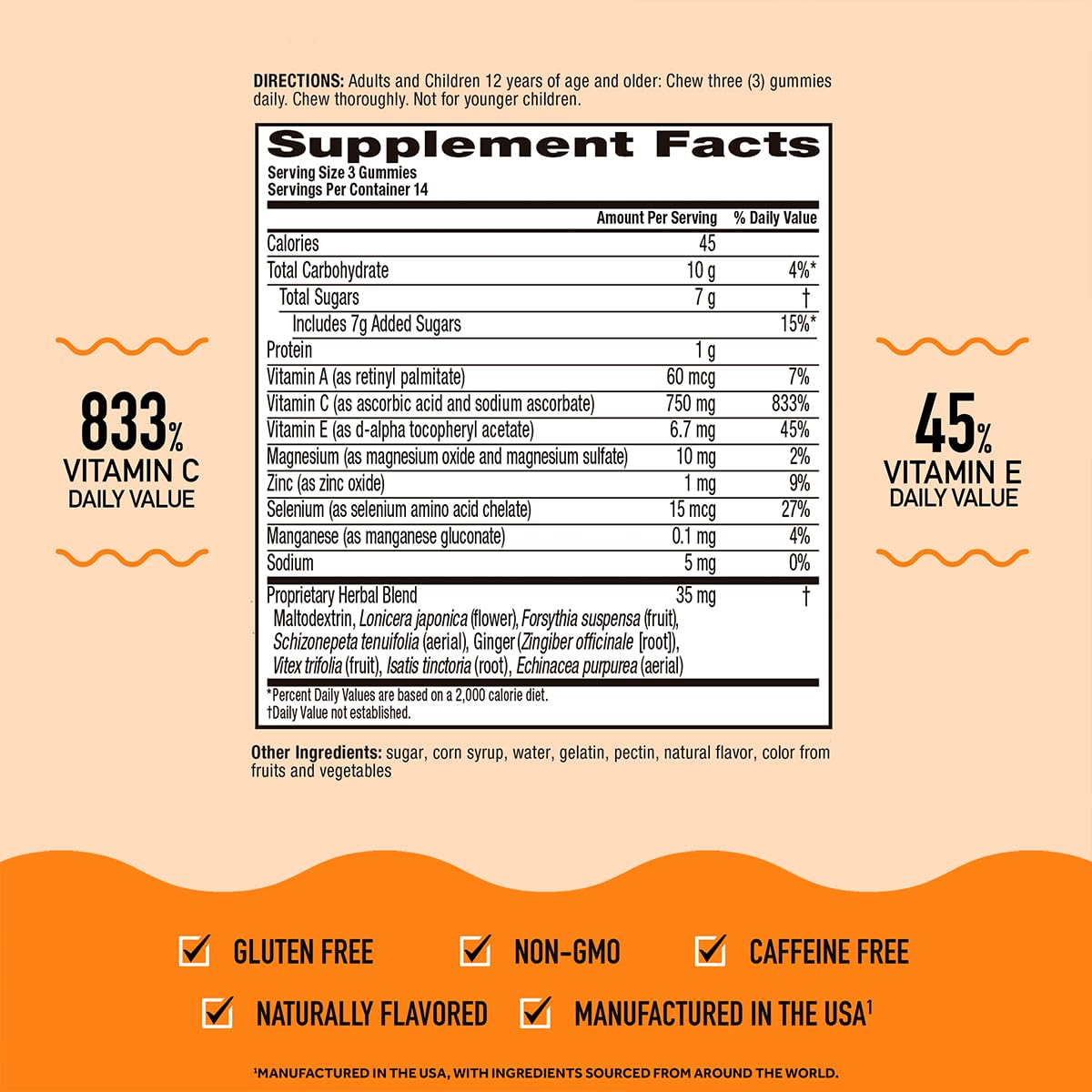 Airborne proprietary herbal blend imagery signals additional immune-support ingredients.