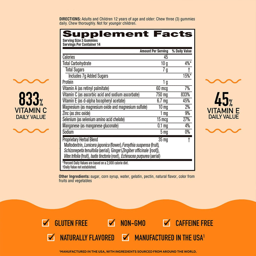 Airborne proprietary herbal blend imagery signals additional immune-support ingredients.