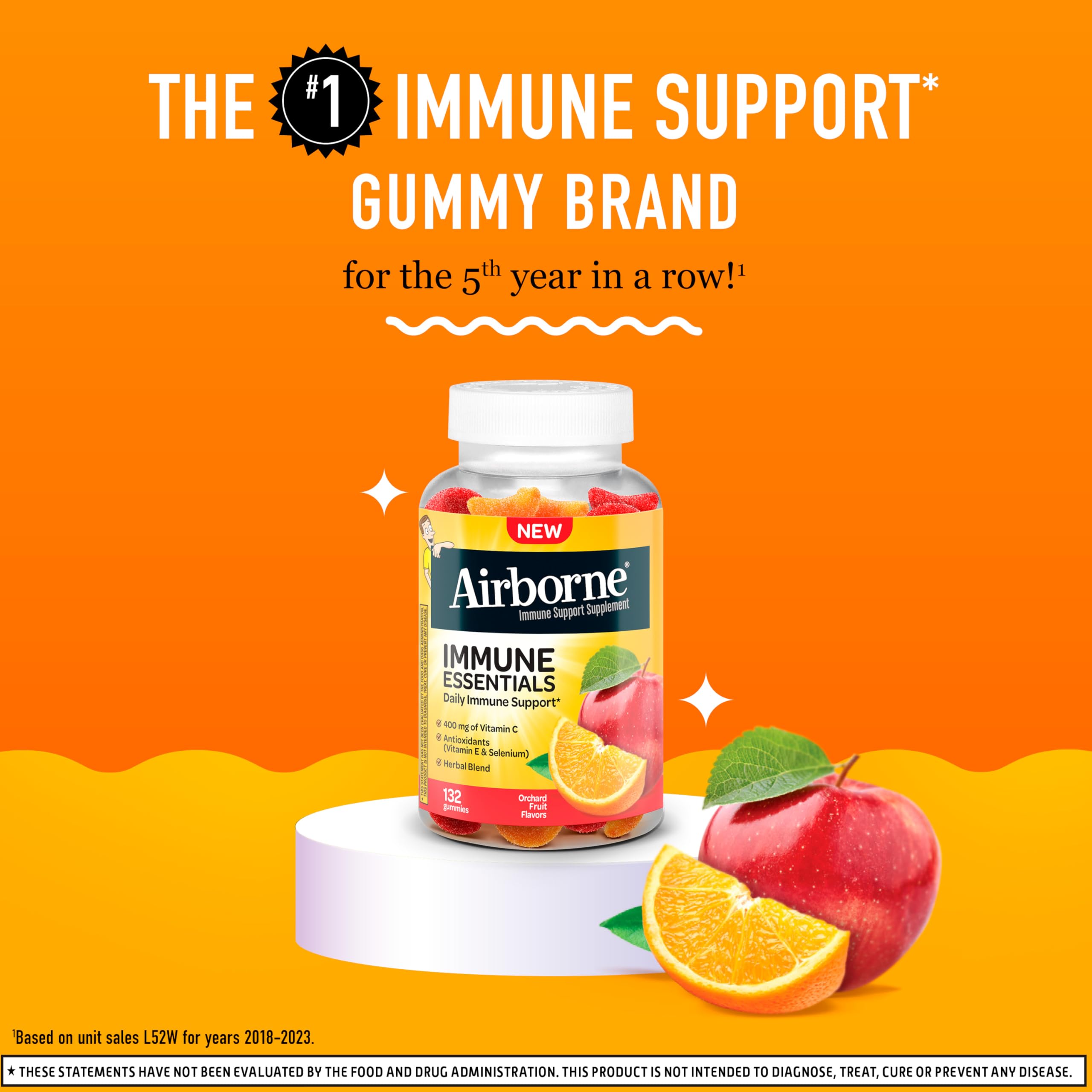 Airborne Vitamin C 400mg gummy label signaling vitamin-rich support