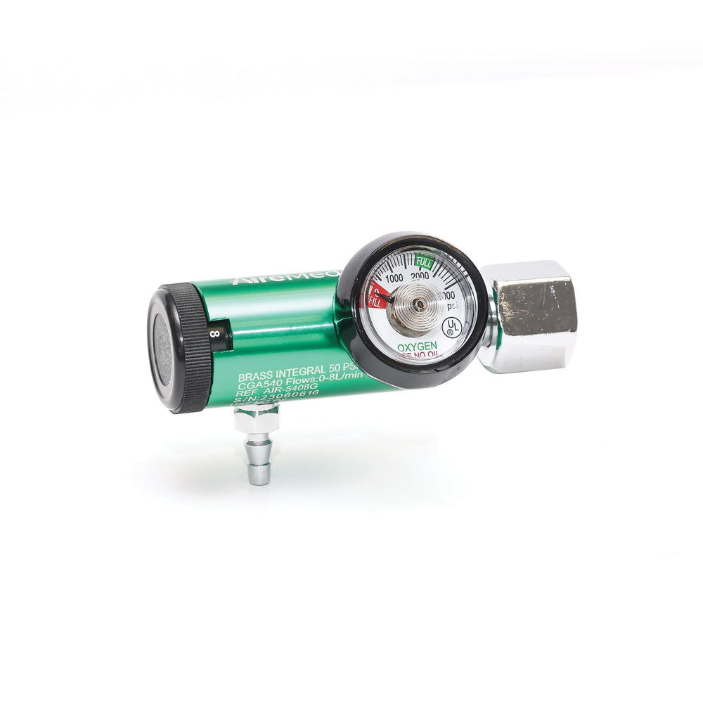 AireMed Oxygen Regulator showing 12 presets on the dial for precise control.