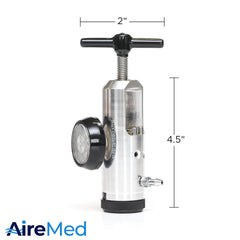 AireMed regulator with ergonomic silver handle for comfortable handling.