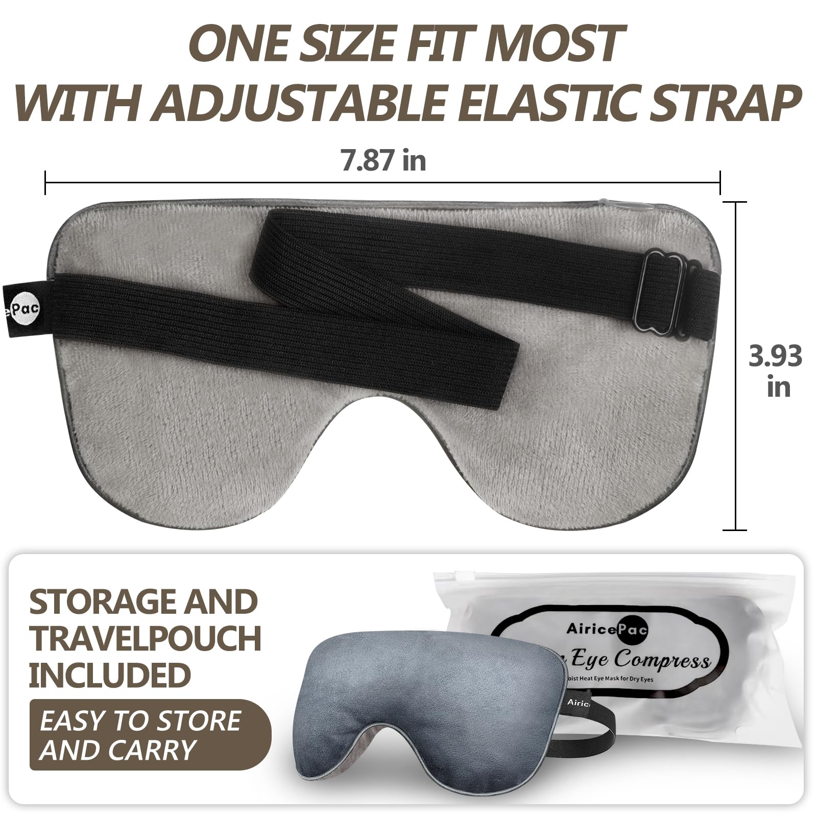 AiricePac adjustable strap eye mask for secure fit