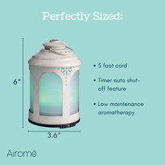 Airome Chelsea diffuser close-up on frosted glass detail and white metal frame