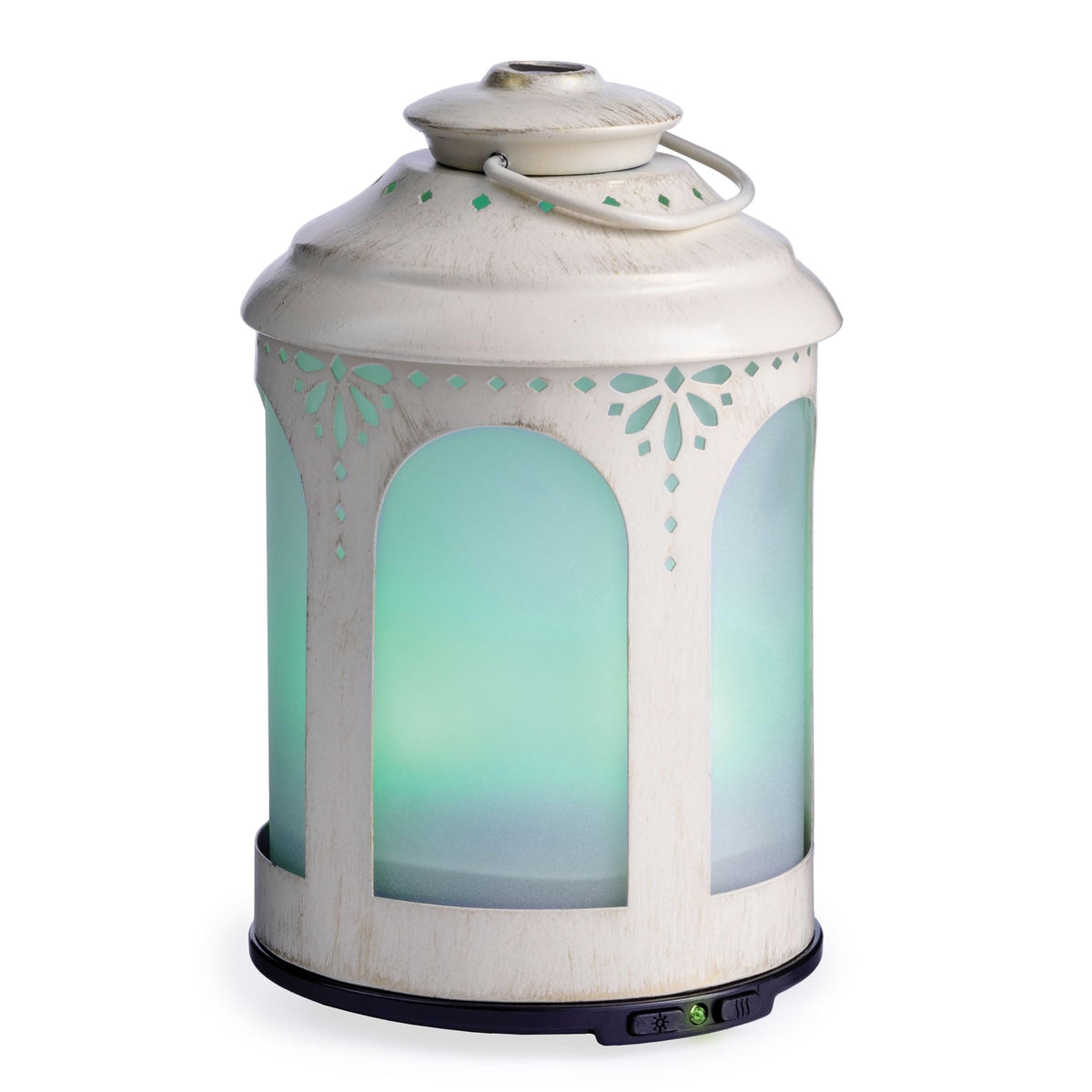 Airome Chelsea diffuser with warm glow through frosted glass for ambient lighting