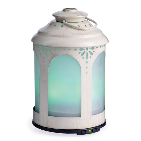 Airome Chelsea diffuser with warm glow through frosted glass for ambient lighting