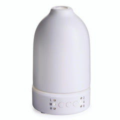 Airome Snow Diffuser with white LED provides calming ambient lighting for relaxation.