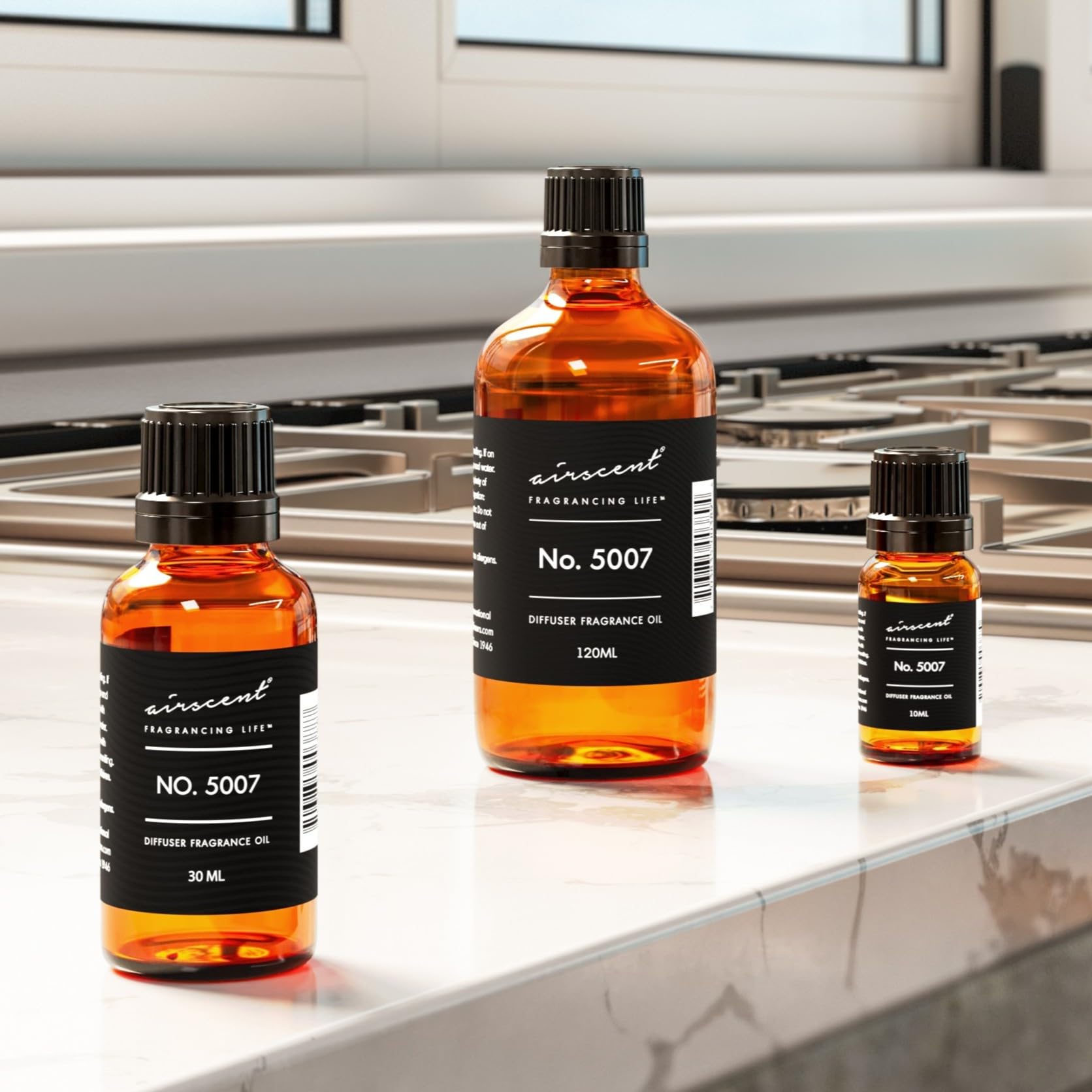 Air-Scent scent-profile visual captures vanilla amber and leather-inspired aroma