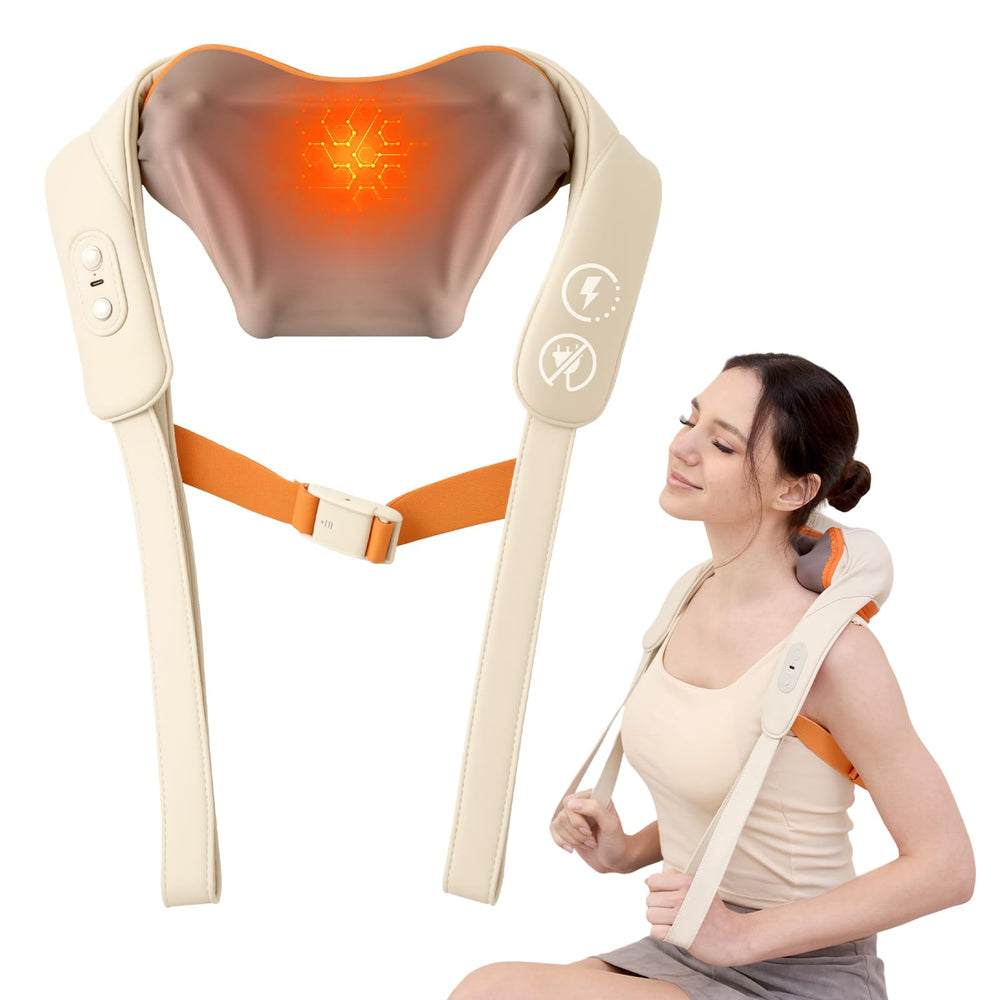 AirSee cordless shiatsu neck massager with heat for targeted relief