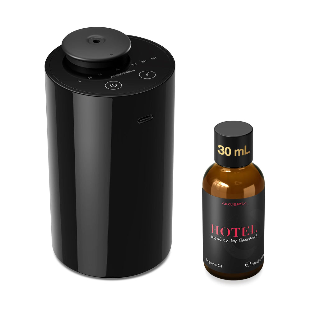 Airversa AN6Kit-4 black diffuser on a desk delivering lasting fragrance