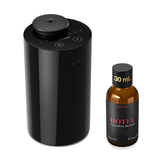 Airversa AN6Kit-4 black diffuser on a desk delivering lasting fragrance
