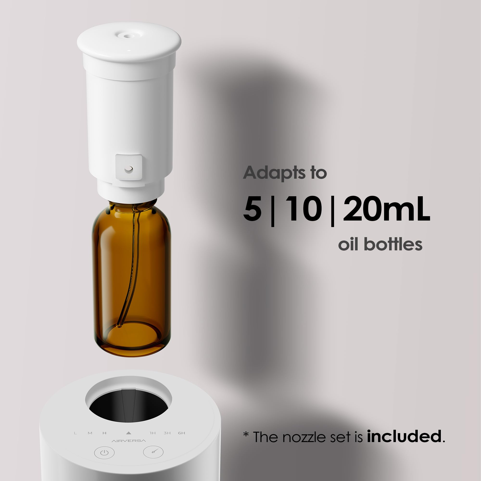 Mist mode control panel enables Low/Medium/High fragrance intensity.
