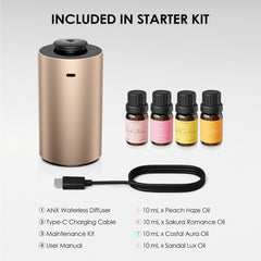 Airversa ANX Titanium 24K Aura diffuser warms space with golden fragrance.