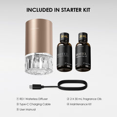 Airversa diffuser displaying LED ambient lighting and color modes