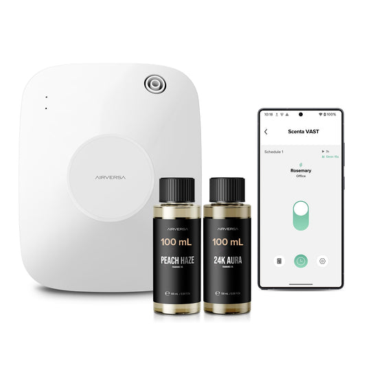 Airversa Smart Diffuser front view in ANA White, ideal for large spaces.