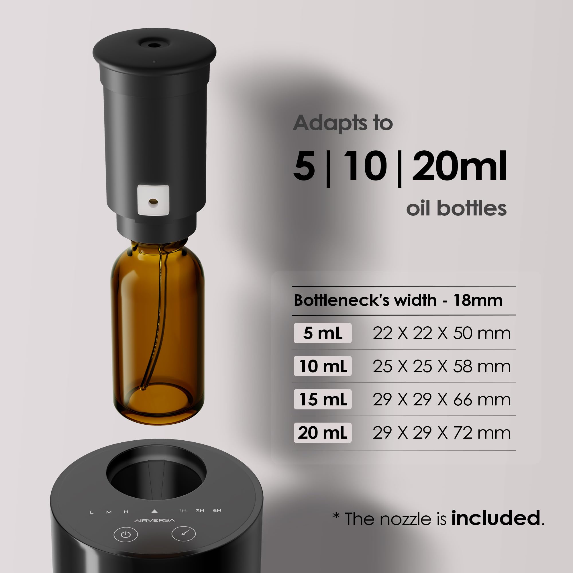 Airversa fragrance mist modes and timer options tailor scent duration.