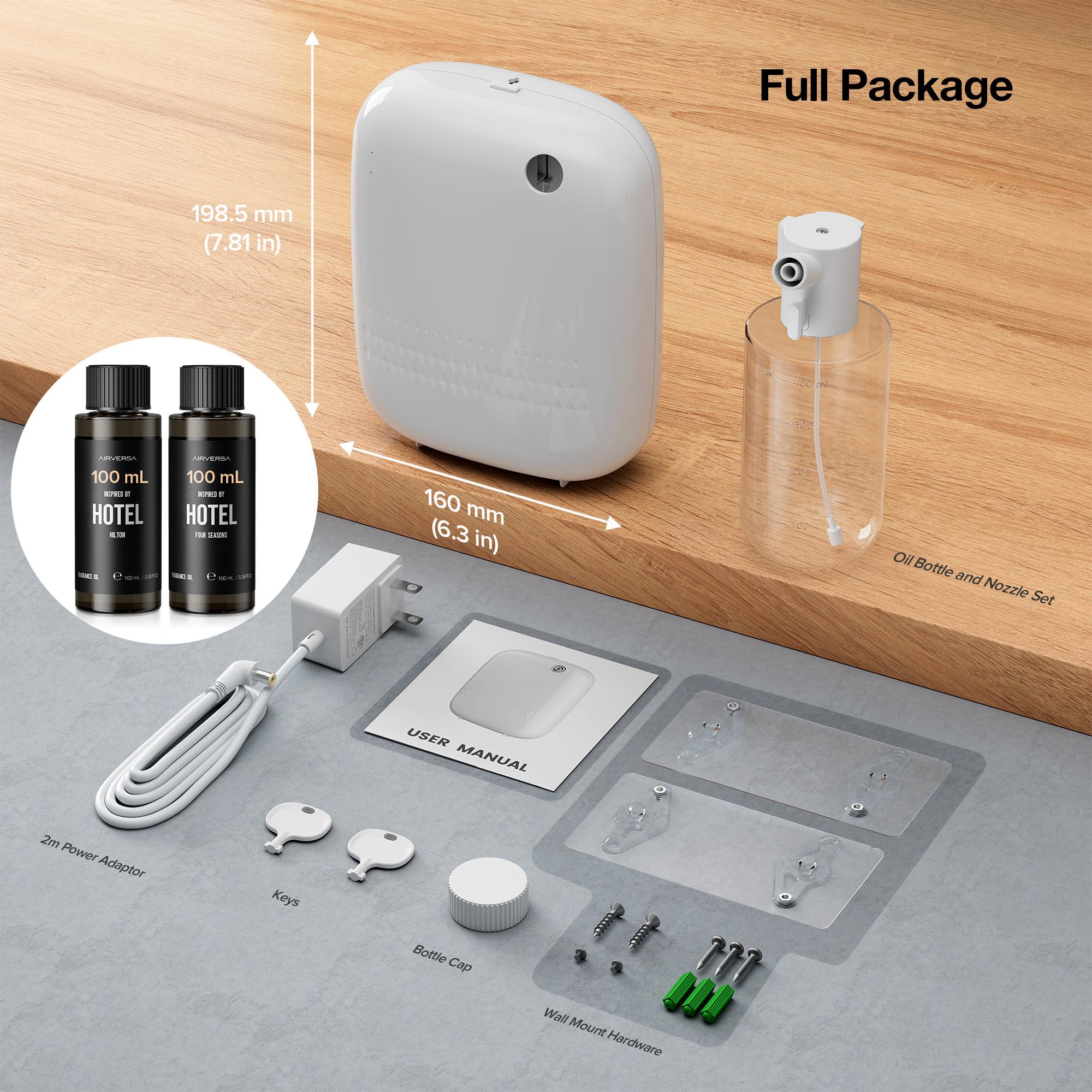 Airversa diffuser with booster fan delivering quiet, even fragrance distribution.