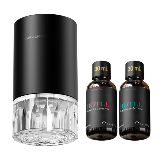 Airversa RD1 kit in black front view for instant premium room ambiance.