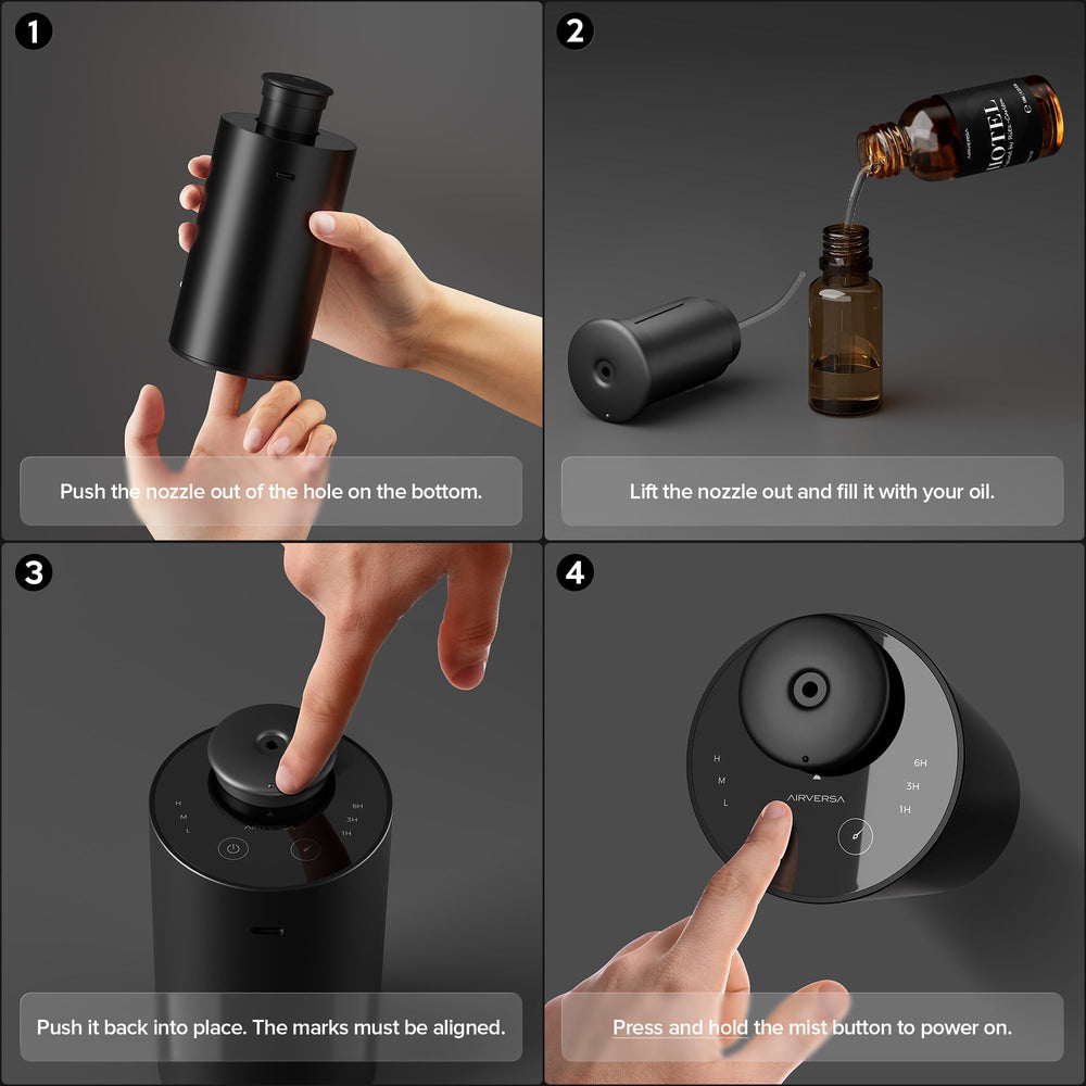 Airversa Scenta Lux battery status indicator helps plan use.