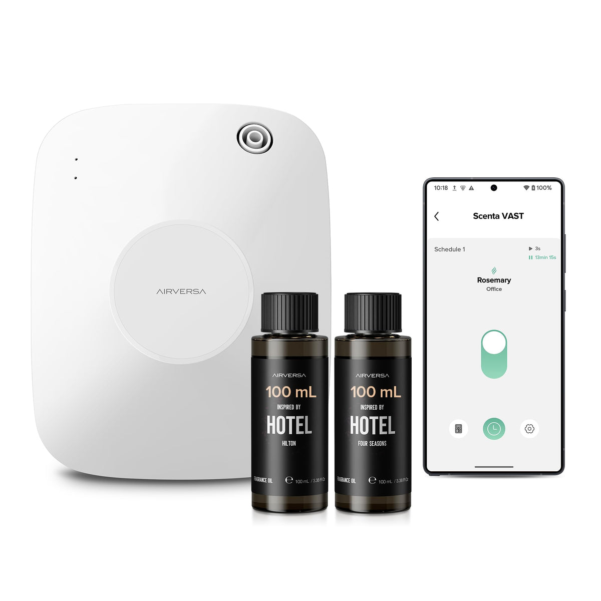Airversa smart waterless diffuser kit for hotel-inspired ambiance in large spaces.